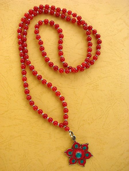 Agate and Lotus Mandala Pendant, Necklace